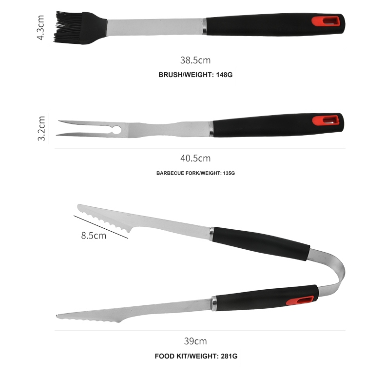 BBQ-PP01 basting brush fork and barbecue tongs
