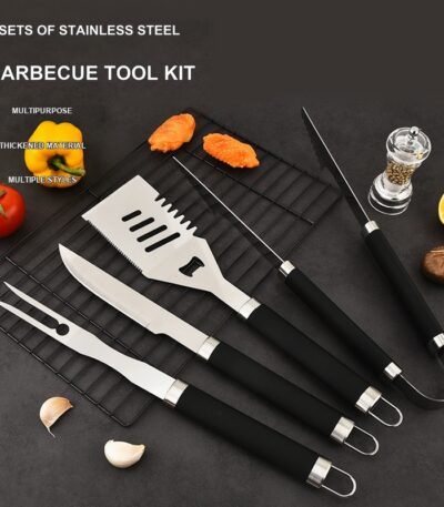 4-Piece Black Handle BBQ Tool Set – BBQ-SC002 image 1