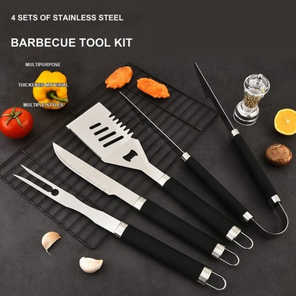 4-Piece Black Handle BBQ Tool Set – BBQ-SC002 image 1
