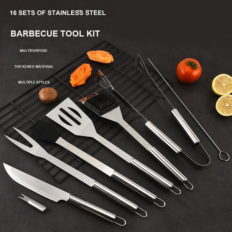 16-Piece Stainless Steel BBQ Tool Set – BBQ-SS04 image 1