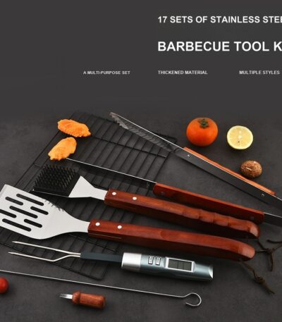 17-Piece Wood Handle BBQ Tool Set – BBQ-WH002 image 1