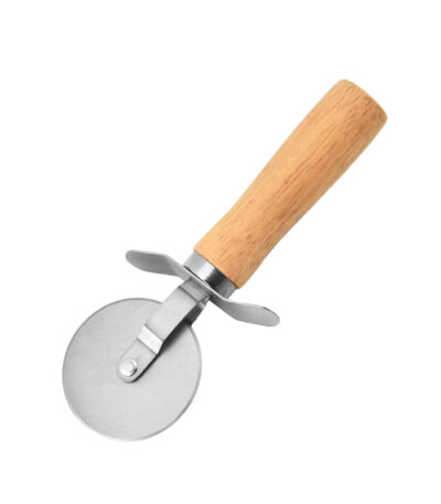 CW-002 wood-handle stainless steel pizza cutter wheel