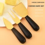 3-Piece Gold Cheese Knife Set with Black Handles – CW04R image 1