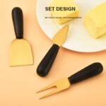 3-Piece Gold Cheese Knife Set with Black Handles – CW04R image 2