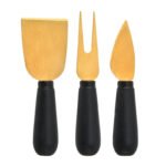 3-Piece Gold Cheese Knife Set with Black Handles – CW04R image 5