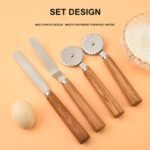 4-Piece Wood Handle Pizza Cutter and Spatula Set – CW05R image 2