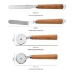 4-Piece Wood Handle Pizza Cutter and Spatula Set – CW05R image 4