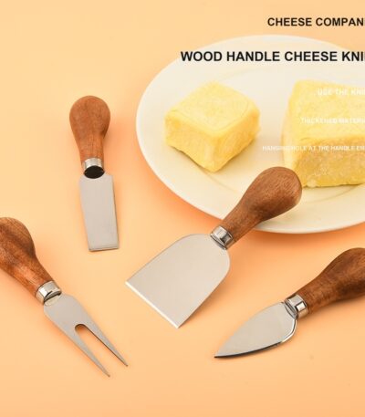 4-Piece Rounded Wood Handle Cheese Knife Set – CW06R image 1