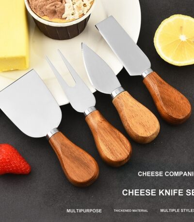4-Piece Wood Handle Cheese Knife Set – CW07R image 1