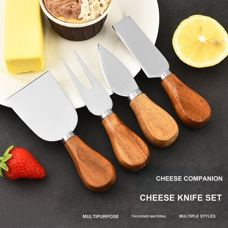 4-Piece Wood Handle Cheese Knife Set – CW07R image 1